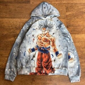 Grey all over print Dragon Ball Goku hoodie, flaws on last photos